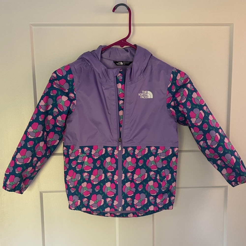 The North Face Kids' Purple and Pink Floral Rain Jacket
